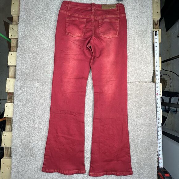 Jacaranda woman’s size 9 jeans Nwt beaded floral details studded bootcut Red - Picture 9 of 10
